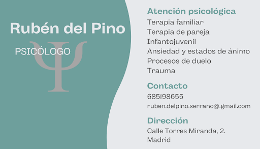 Psicólogo en Arganzuela Rubén del Pino. Terapia individual, familiar y de pareja. — SALUD en Madrid